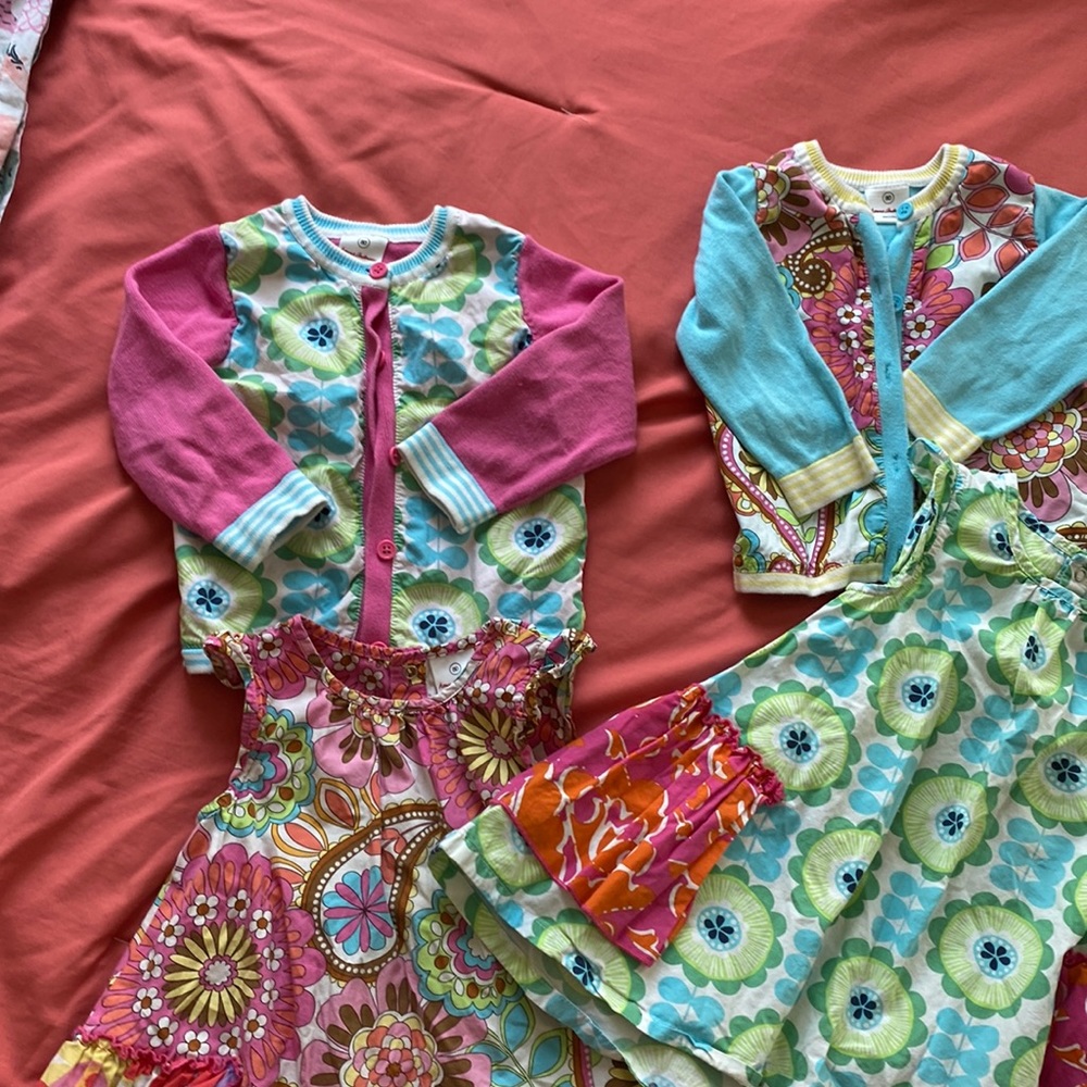 Two dresses with matching cardigans